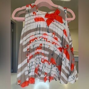 Pili Carrera Girl’s Flamingo Print Pleated Sleeveless Tank Top Size 10